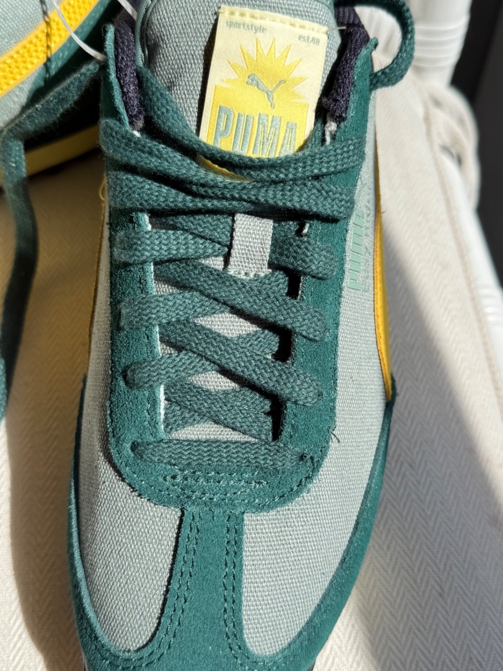 Puma Easy Rider Weathered Green Yellow Retro Sneakers Men's 8 Women 9.5 400397-0 - Picture 3 of 15